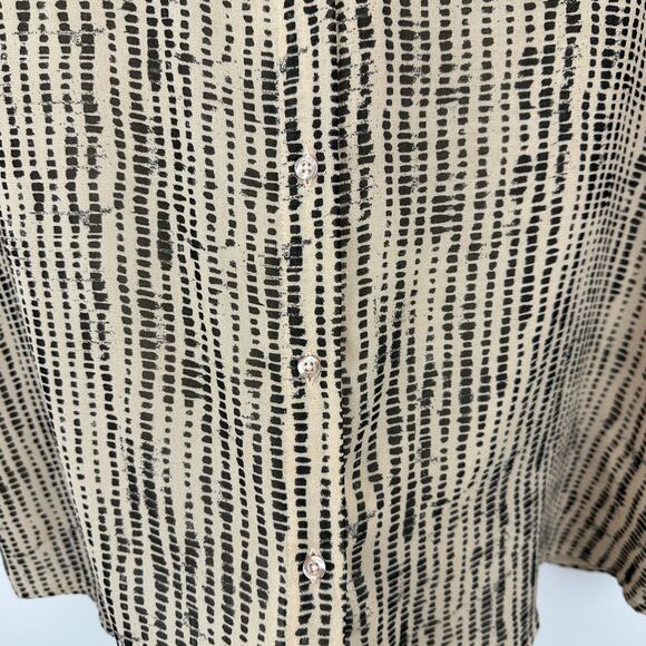 Calvin Klein Blouse Printed Chiffon Collared Button Up Beige Lightweight 3X NWT - Picture 6 of 12